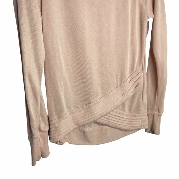Athleta Serenity Criss Cross Sweatshirt Size XS Pink Soft Modal Crossover Hem - Picture 2 of 8